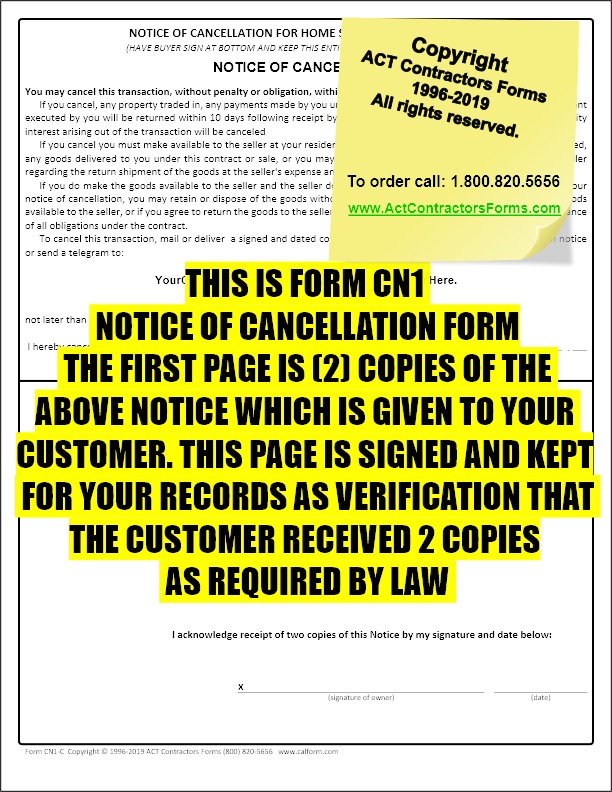 CN1D-Roofing Notice of Cancellation